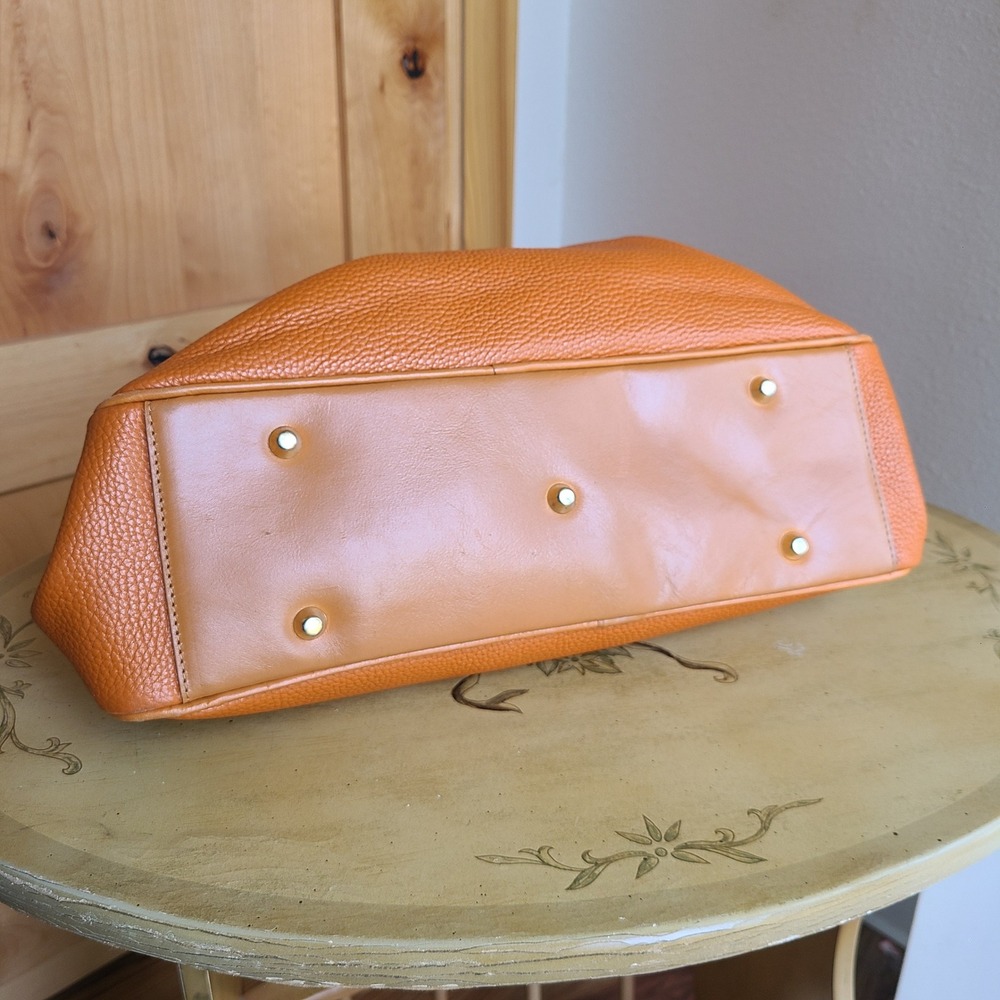 Valentina Italian Orange Pebbled Leather Shoulder Bag Classic Quiet Luxury Boho - Picture 10 of 15